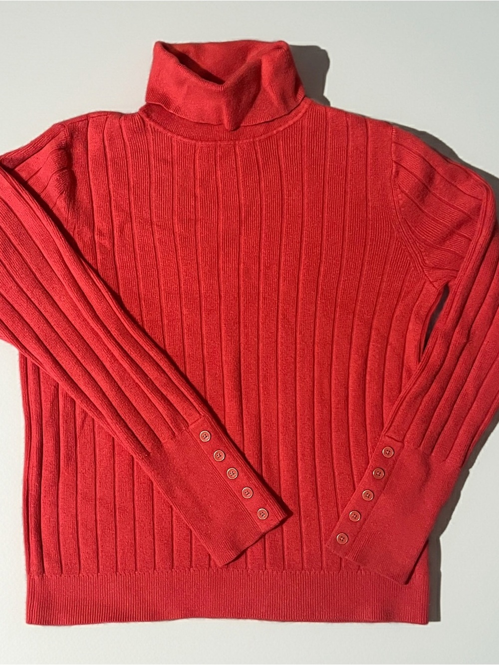 Talbots Ribbed Turtleneck Sweater with Button Cuffs